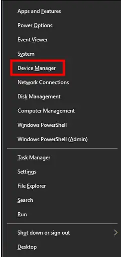 Click on Device Manager from the list