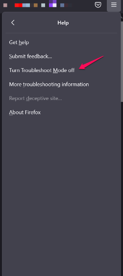 Turn Troubleshoot Mode Off