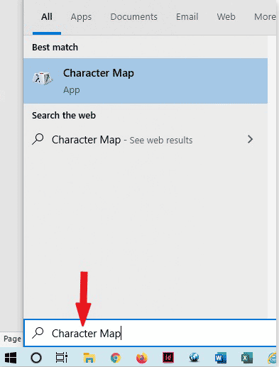 search for Character Map