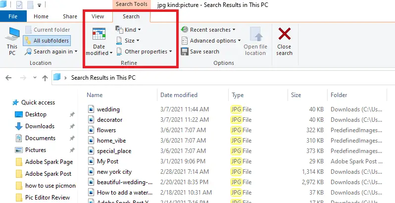 find a file on windows 10