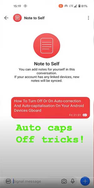 how to turn auto caps off on android